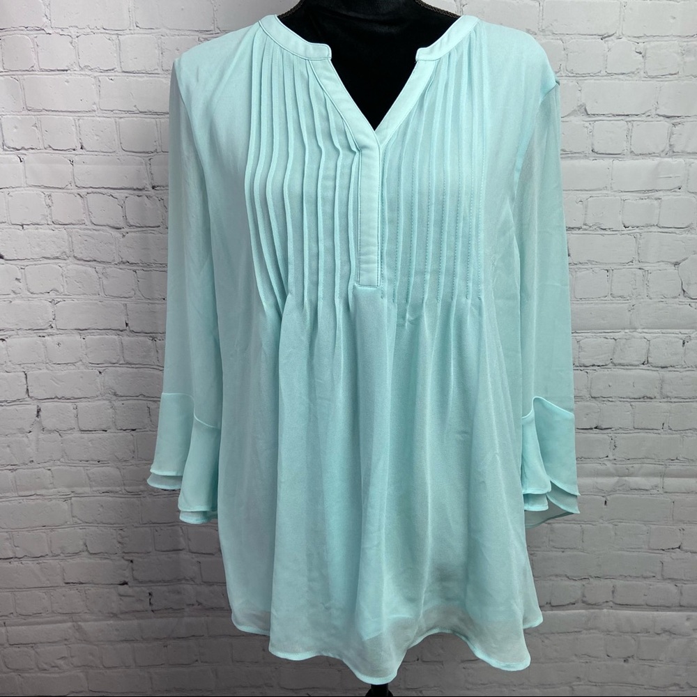 Charter Club Pleat Front Bell Sleeve Blouse - Picture 2 of 7